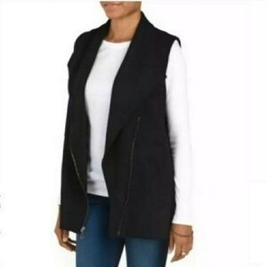DREW Anthropologie Fleece Moto Vest Sherpa Teddy Black Vest Womens Spring